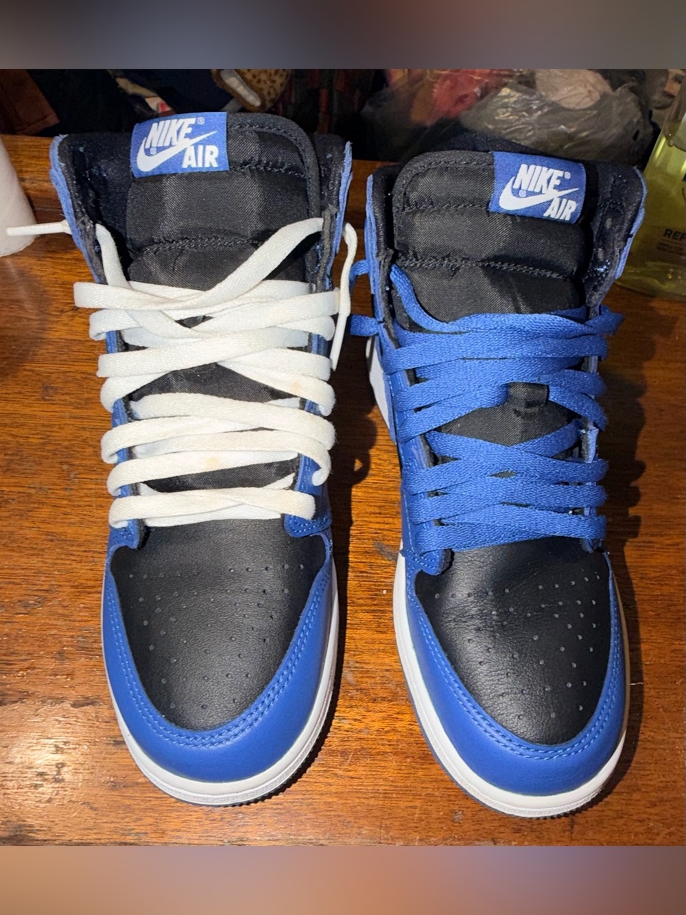 Nike Air Jordan 1 High Top GS Blue Black White Leather Sz 6.5Y 575441-404